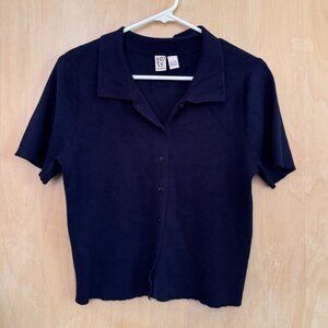 Love By Design - Knit Collared Polo - Dark Navy Blue - Size L